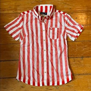 FRED PERRY STRIPE BUTTON UP! Size 4